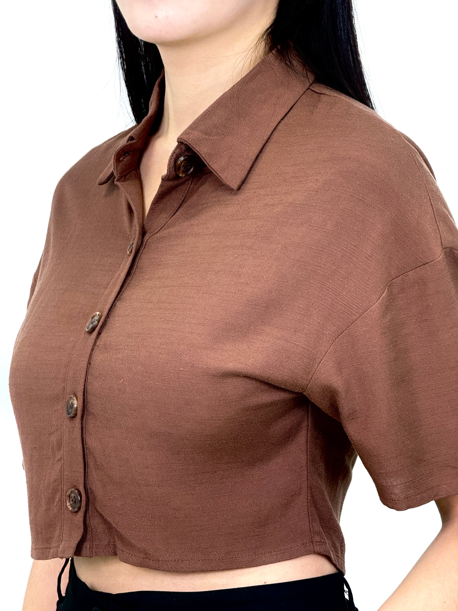 MAYA LINEN BUTTONED DREAM TOP (BROWN)