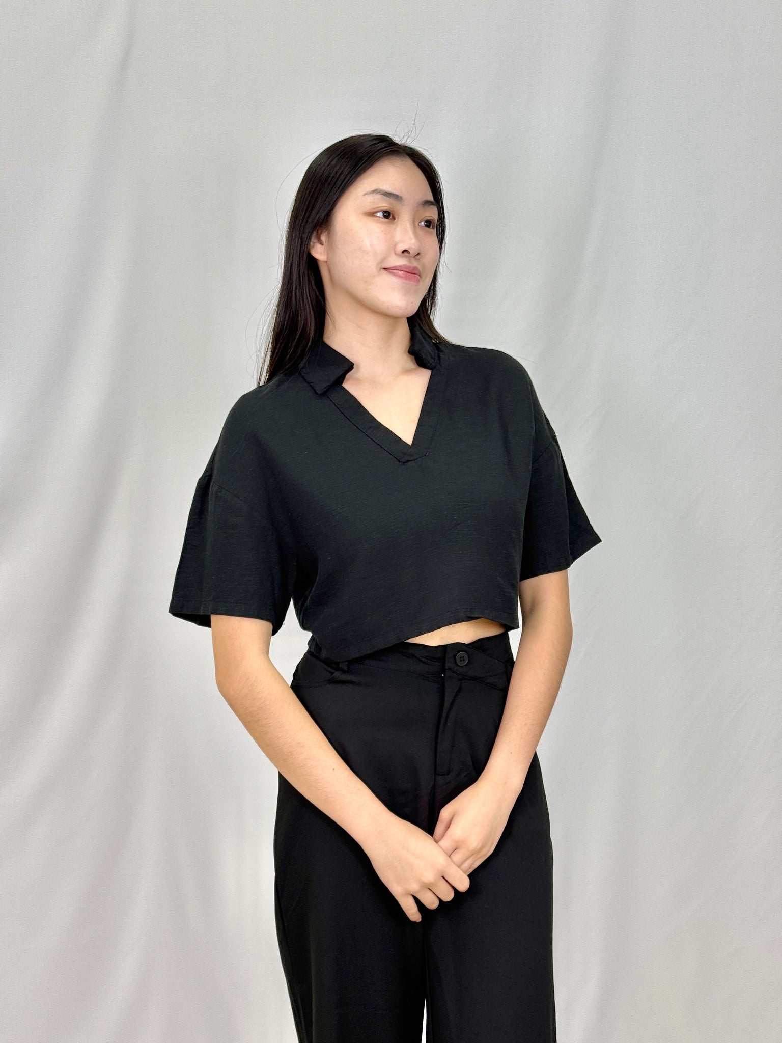 MAYA LINEN DREAM TOP (BLACK)